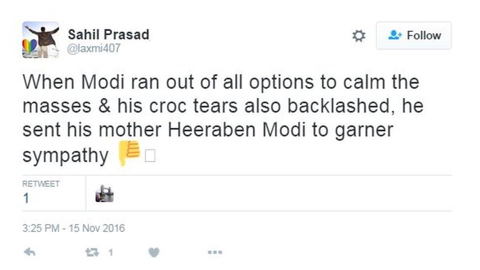 When Modi ran out of all options to calm the masses & his croc tears also backlashed, he sent his mother Heeraben Modi to garner sympathy