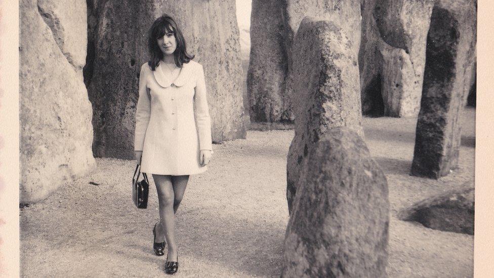 Woman at Stonehenge in 1970