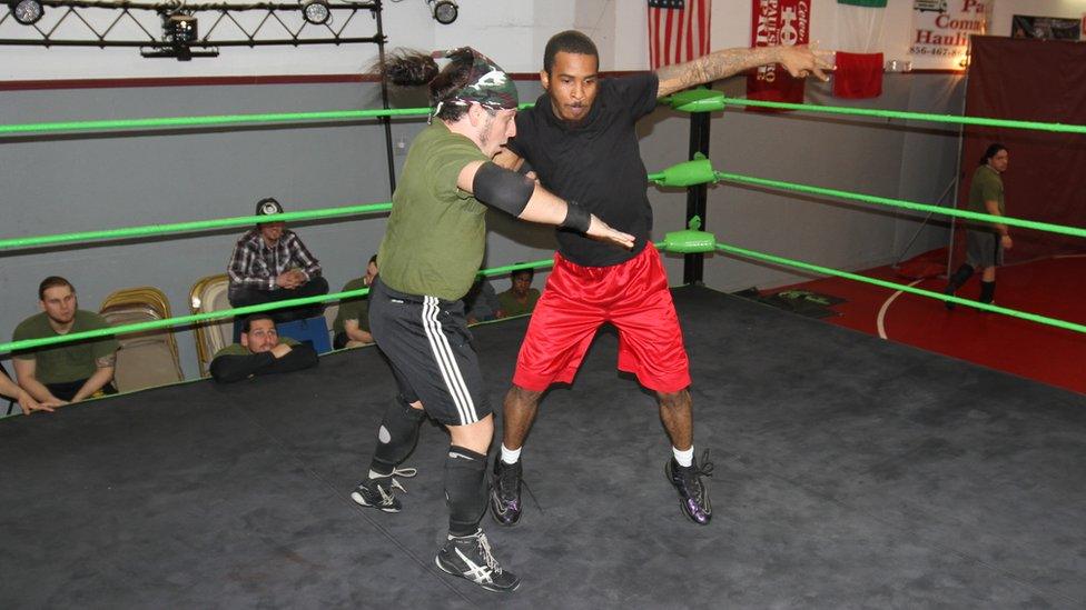 Bender and Cheech train at the Monster Factory