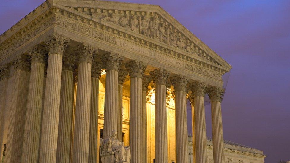 The US Supreme Court at night