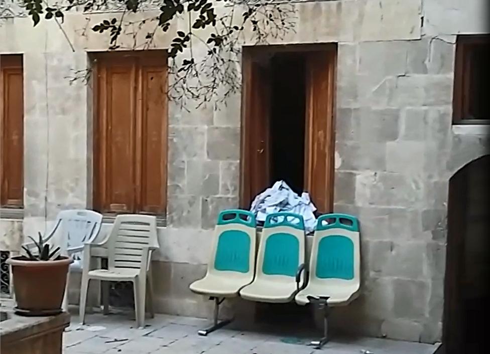 waiting room chairs in the courtyard