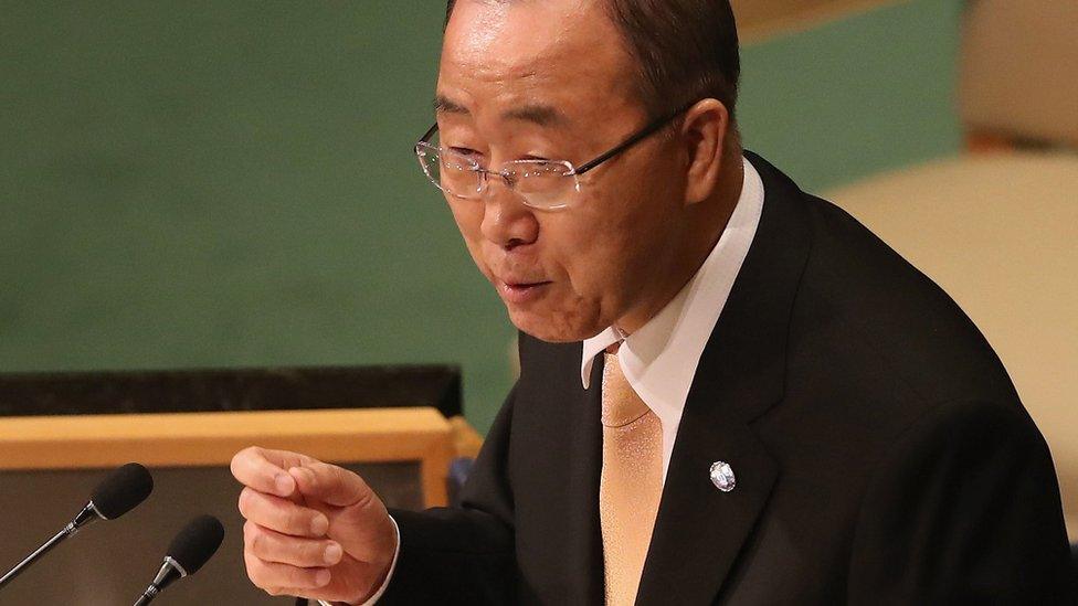 Ban Ki-moon, UN Secretary General, addresses 71st UN General Assembly on September 20, 2016 in New York City