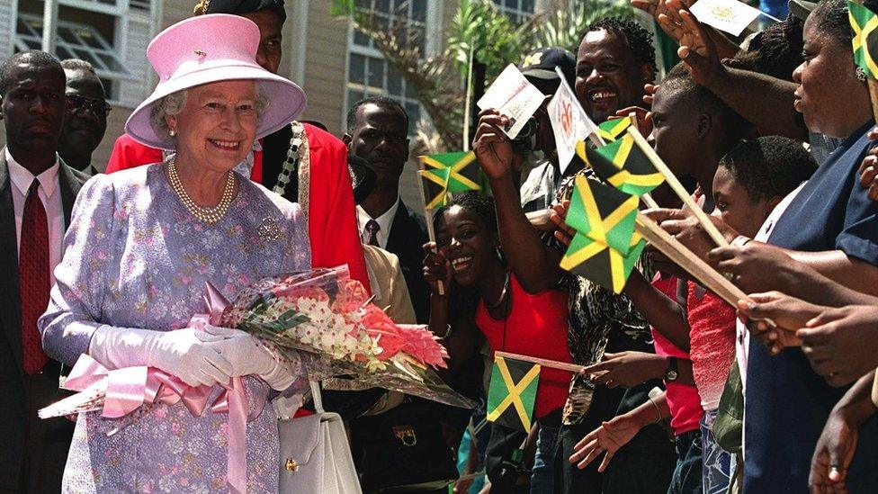 Queen Elizabeth II visiting Jamaica in 2002