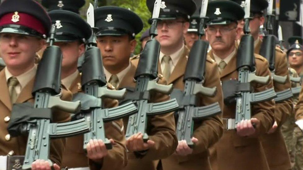 The reservists in the parade