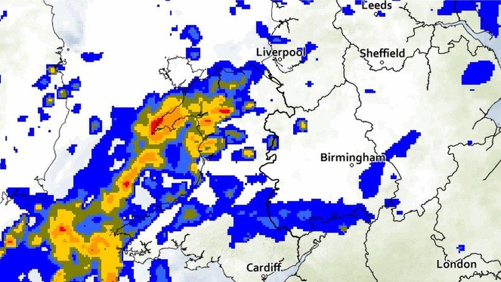 Rain map of Wales