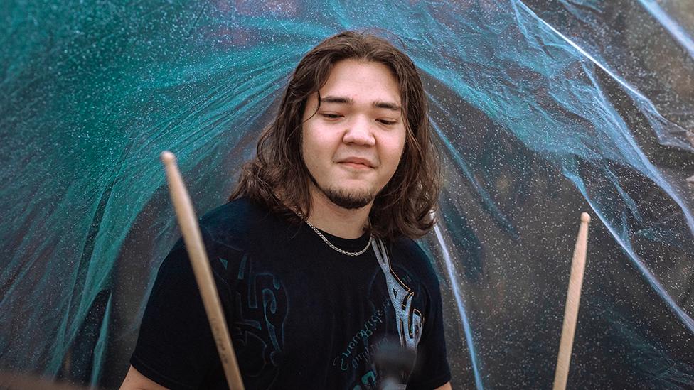 Dmitry Fyodorov playing the drums