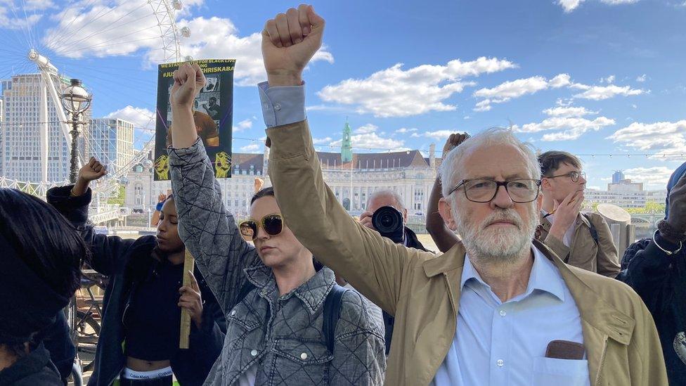 Jeremy Corbyn at rally