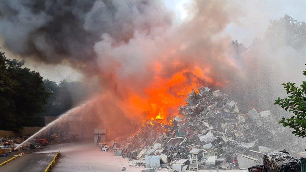 the fire at the recycling plant