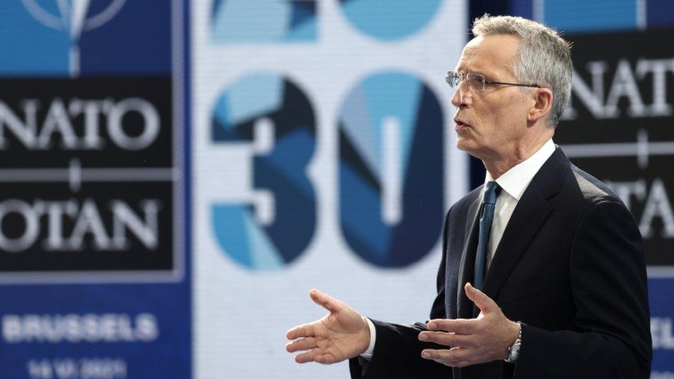 Nato Secretary General Jens Stoltenberg holds a news conference ahead of the summit