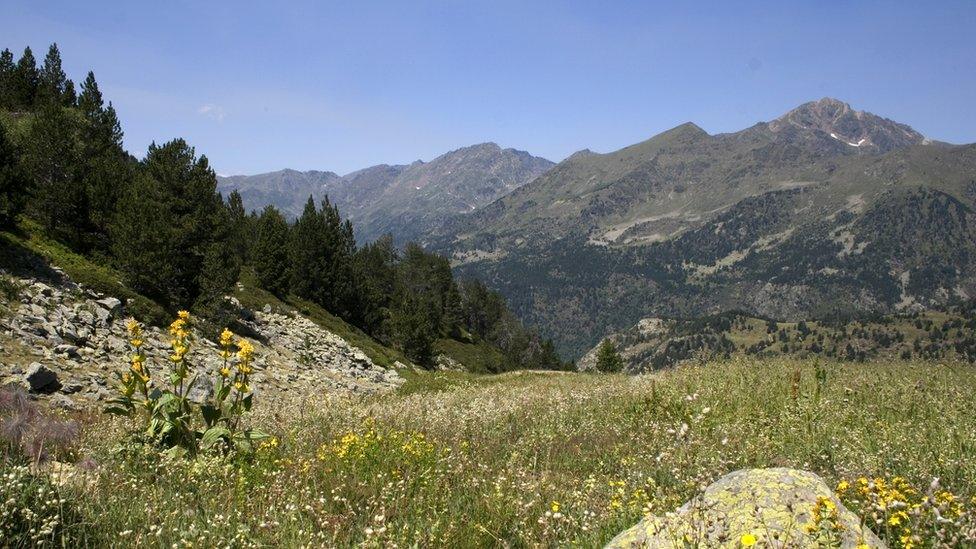 View of the mountains in the Principality of Andorra .Pyrenees