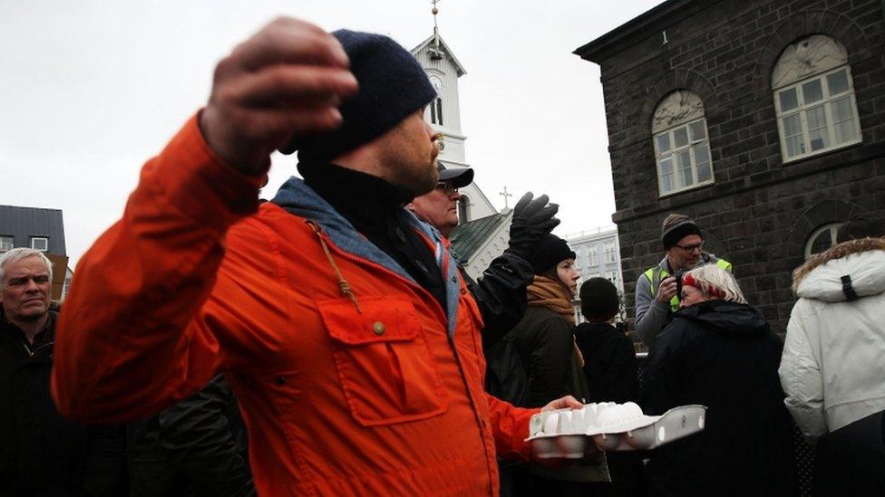 Protester prepares to throw egg - 6th April