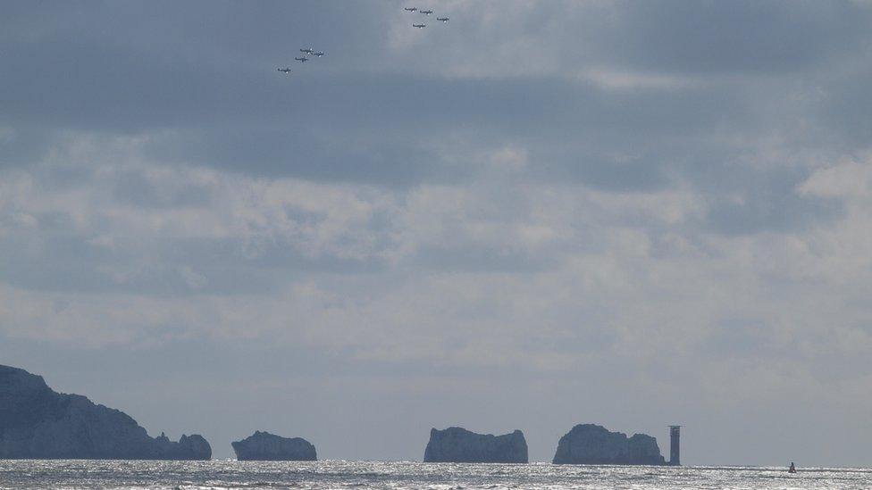 The Needles on the Isle of Wight as seen from Hurst Spit