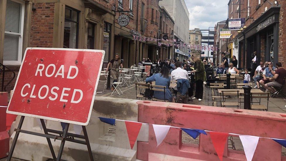 Winckley Street in Preston closed to traffic for the Jubilee