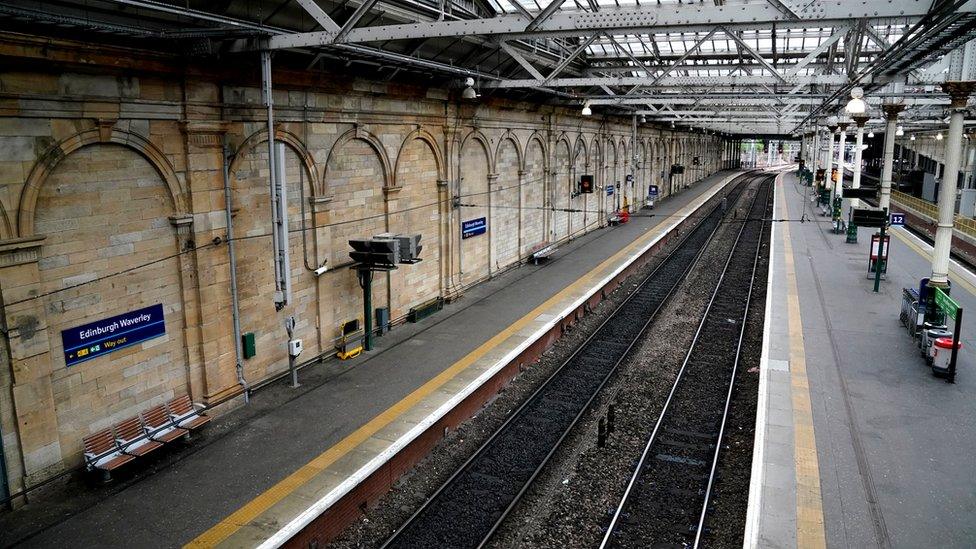 A deserted Waverley Station in Edinburgh on Thursday