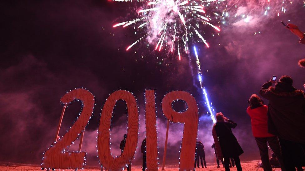 Some people took to Southwold Beach in Suffolk to see in the new year