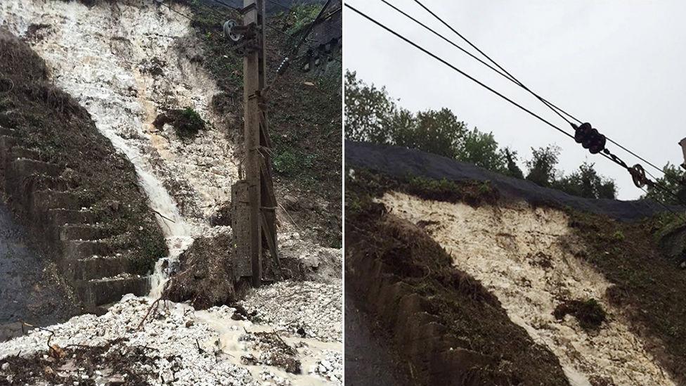 Landslide on railway line near Watford