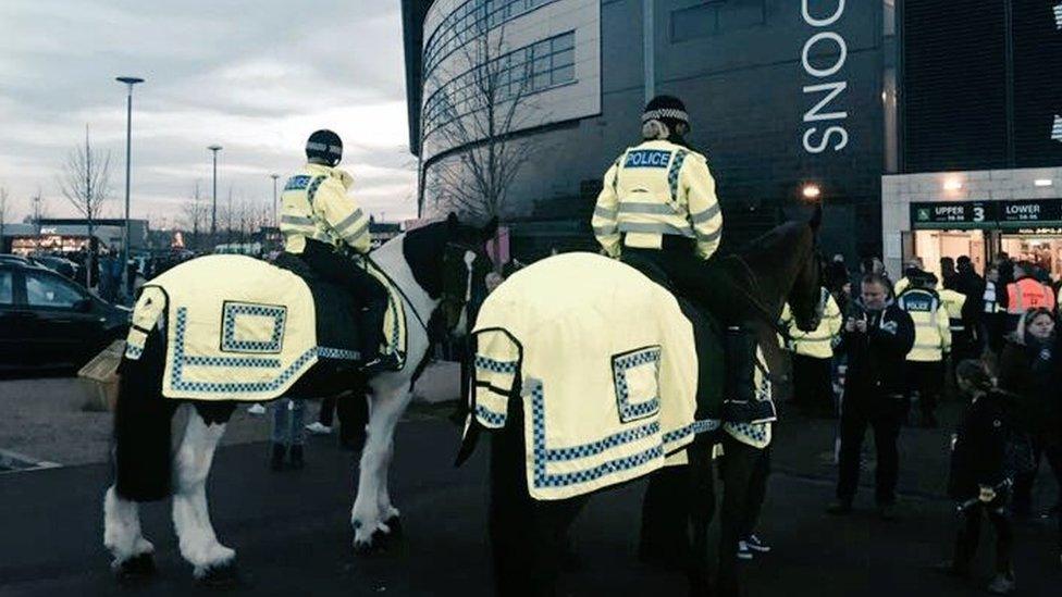 Mounted police at football match