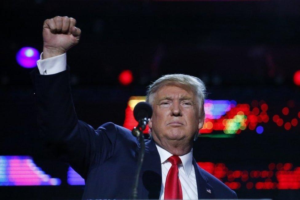 Republican presidential candidate Donald Trump attends the Republican Hindu Coalition"s Humanity United Against Terror Charity event on October 15, 2016 at the New Jersey Convention ^ Expo Center in Edison, New Jersey.