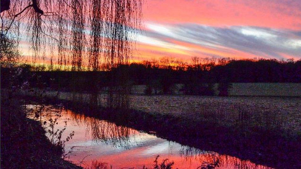 Red skies over Hertford, Hertfordshire