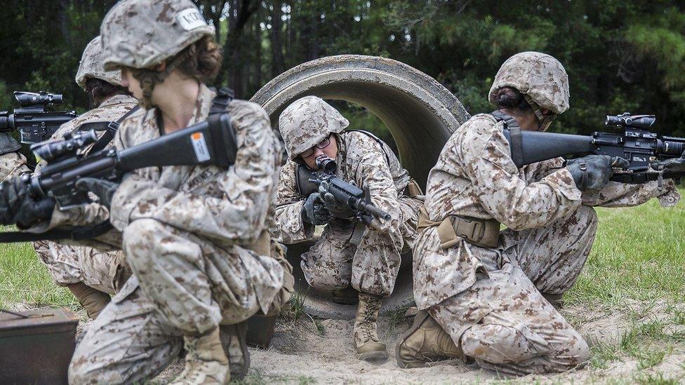 Marine Corps recruits during the Crucible