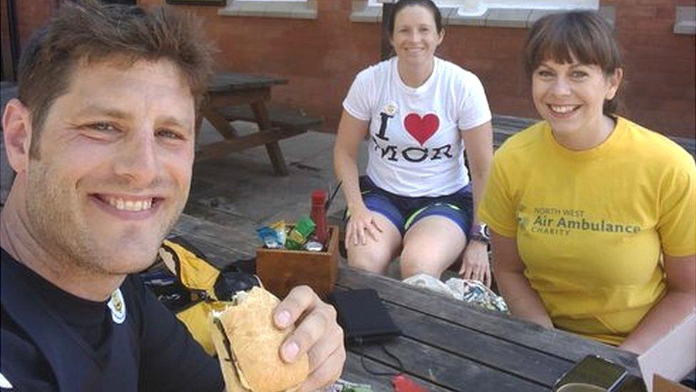 Nathan Rae having lunch at the Bowling Green, Chorlton