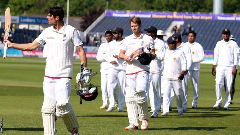 Alastair Cook leads England off at Chester-le-Street