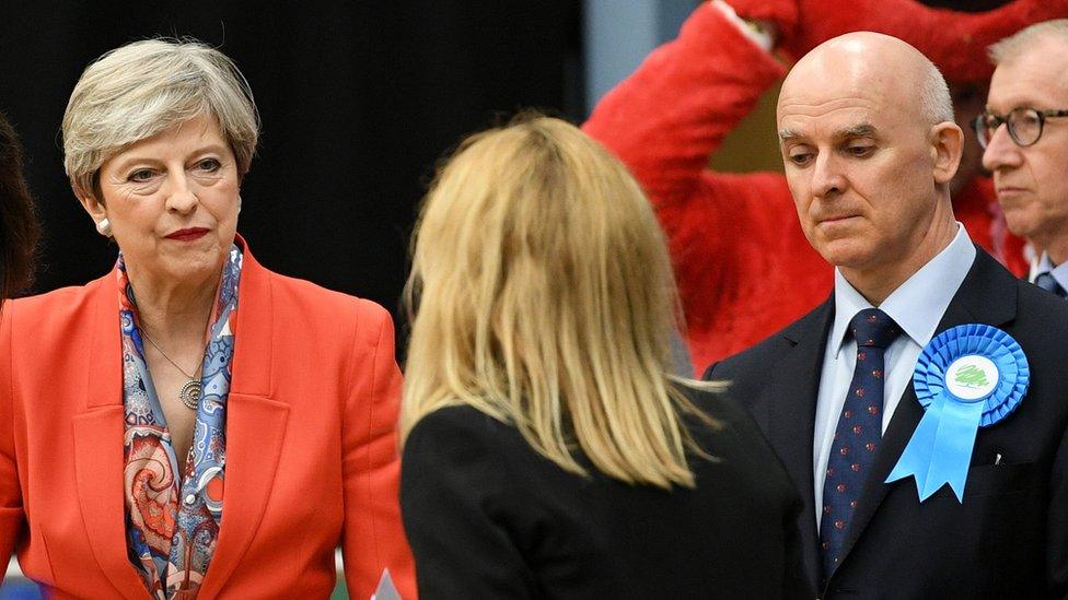 Theresa May at the election count in her Maidenhead constituency