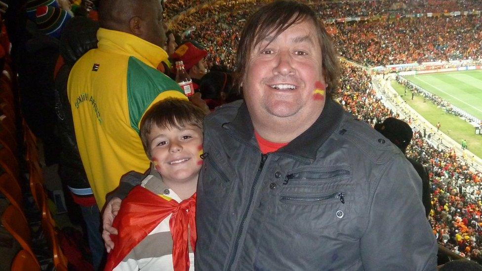 Paul Dubberley and son Jack at World Cup final in South Africa