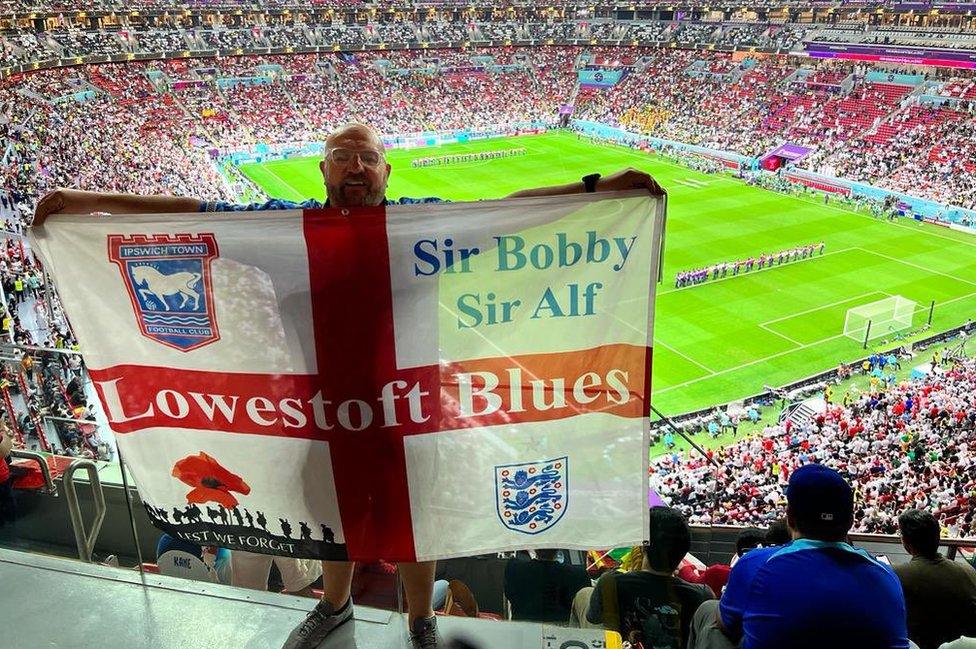 Jonny Halstein with his Lowestoft flag