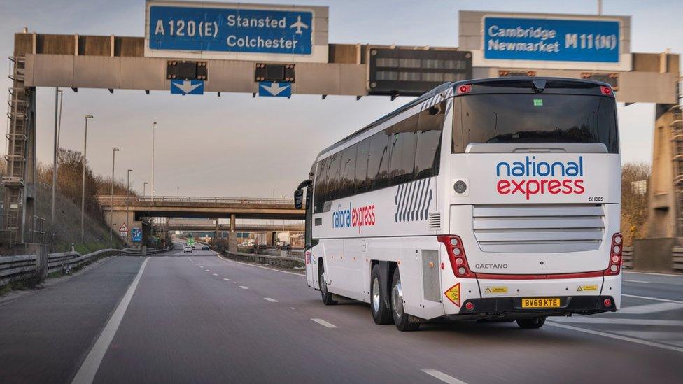 National Express bus on the motorway