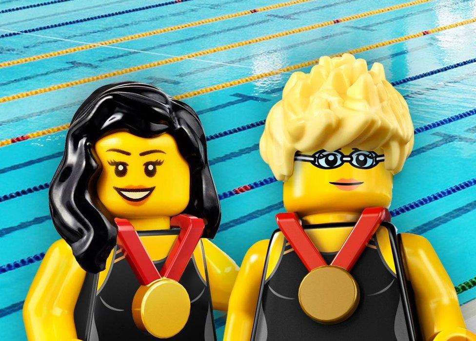 Lego figurines of Singapore Paralympians Yip Pin Xiu and Theresa Goh