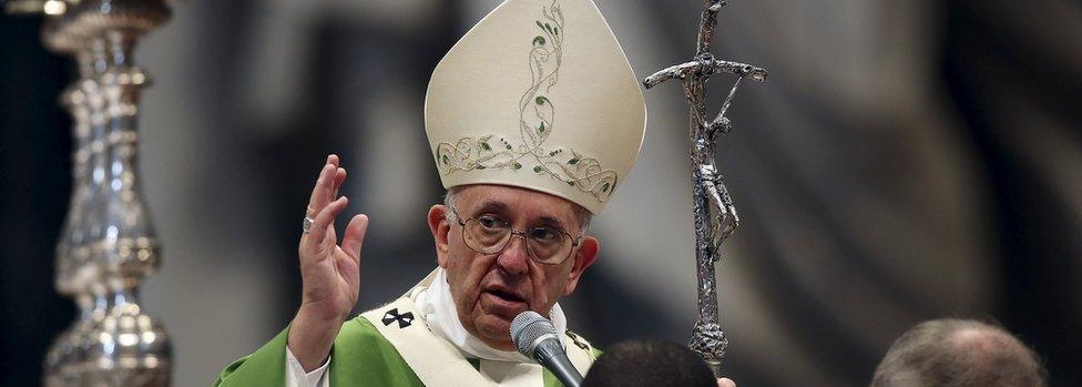 Pope Francis addressing cardinals at the end of the synod on the family (25 October)