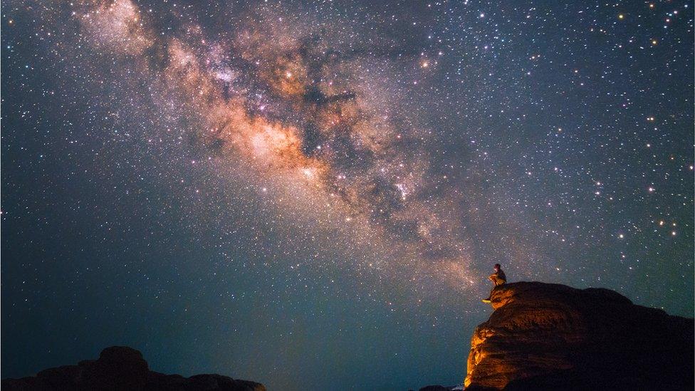 The Milky Way visible in the night sky