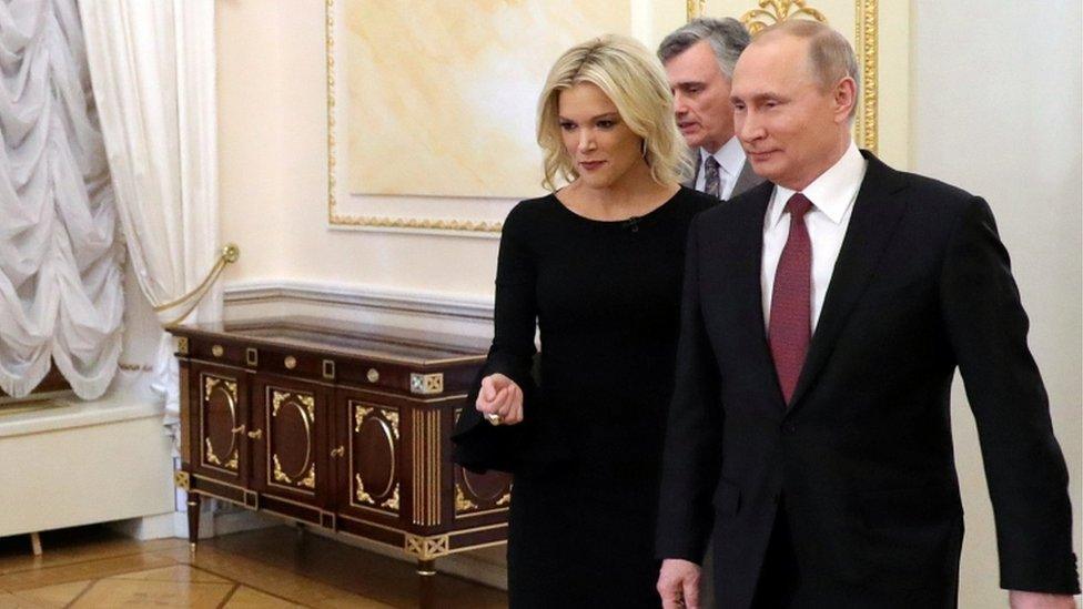 Megyn Kelly and the Russian President at the Kremlin