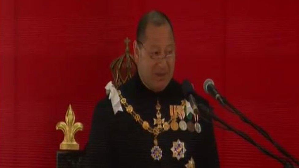 King Tupou VI speaks at the opening of parliament in 2015