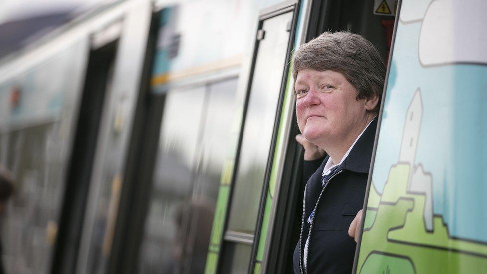Train driver Yvonne Reid at Tweedbank railway station