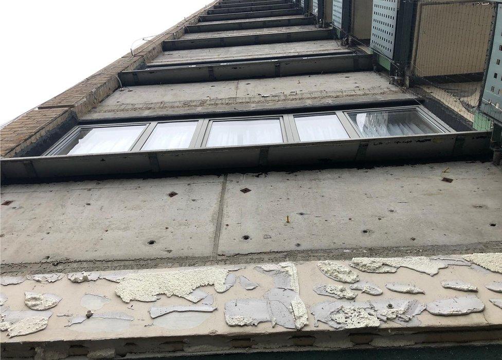 Cladding removed from tower block