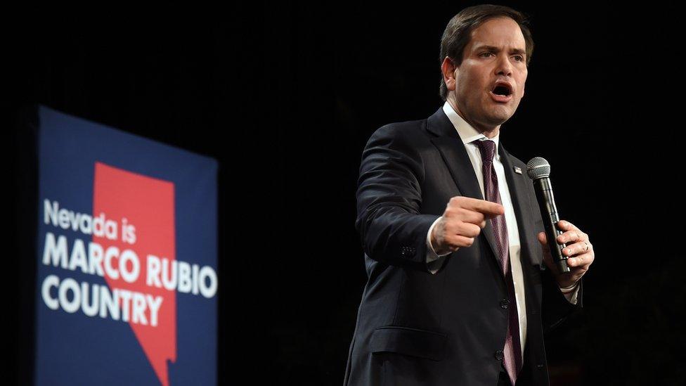 Republican presidential candidate, Sen. Marco Rubio (R-FL) speaks at a rally at the Texas Station Gambling Hall ^ Hotel on February 21, 2016 in North Las Vegas, Nevada