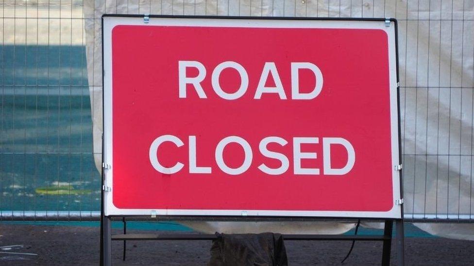 Road closed sign