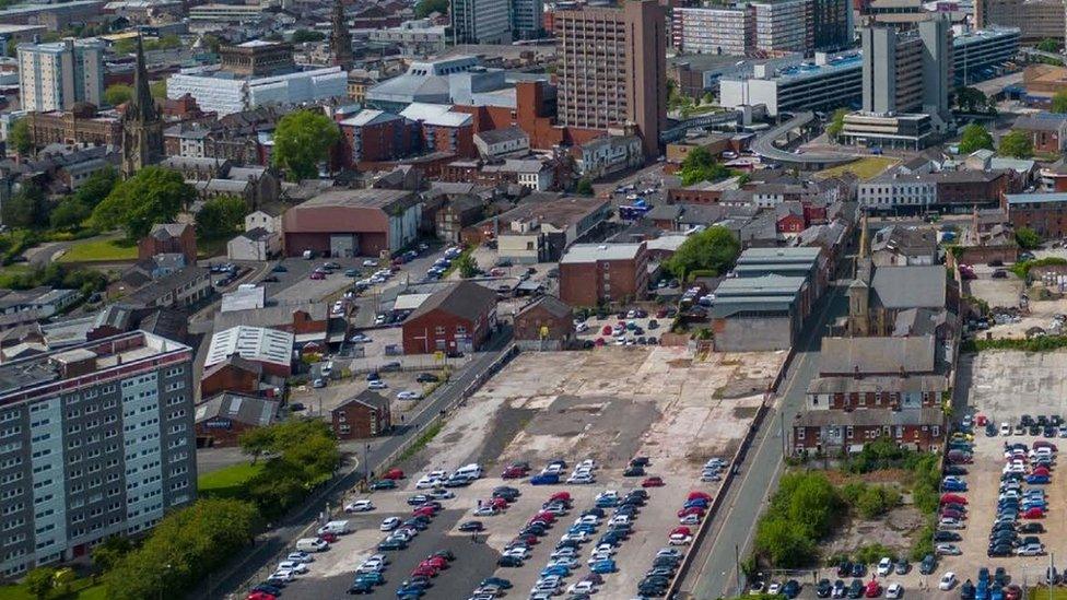 Current aerial view of the Horrocks Mill site