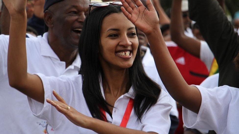 Woman exercising in Addis Ababa