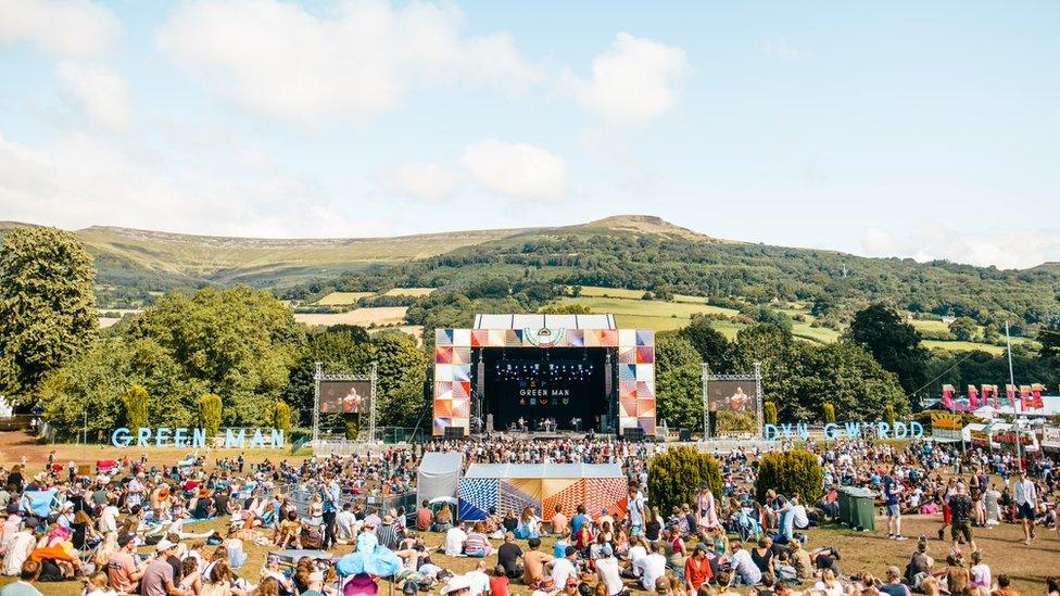 Green Man Festival stage with thousands of people