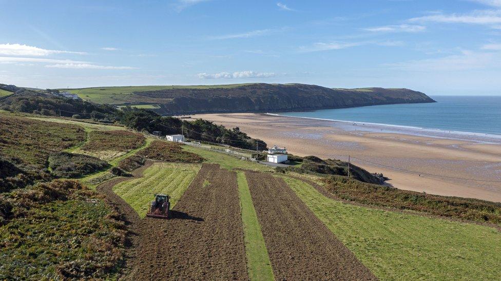 Grasslands near Woolacombe in north Devon being prepared