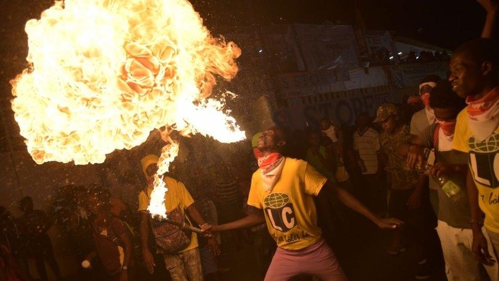 A fire-throwers performs in Port-au-Prince, Haiti. Photo: 28 February 2017