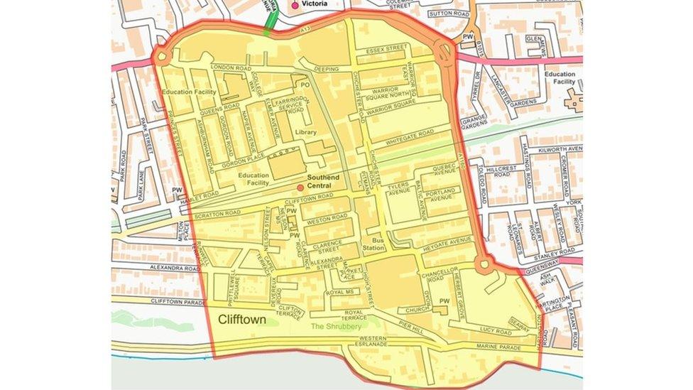 Dispersal order map in Southend