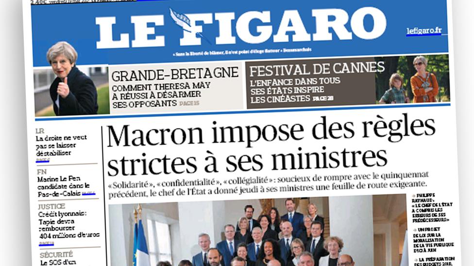 Front page of French newspaper Le Figaro