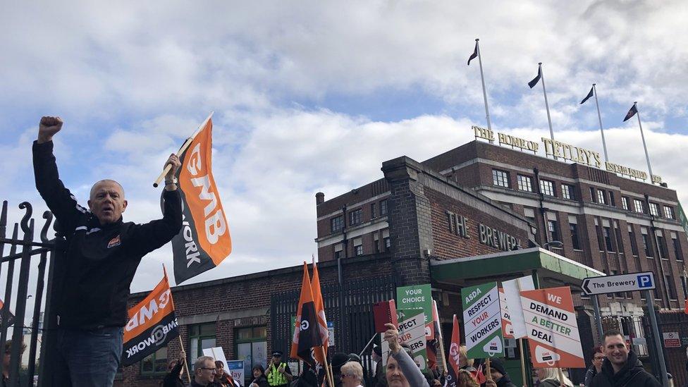 A protester in Leeds