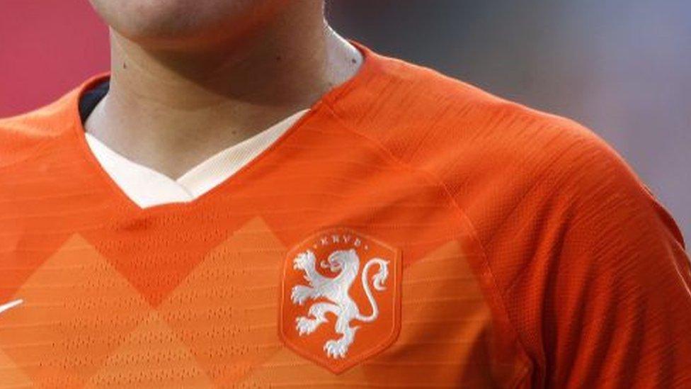 Detail on the Dutch national women's team shirt