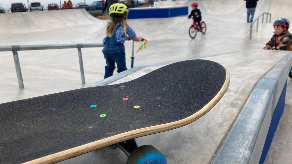 Children enjoy the Portishead Wheels and Skate Park