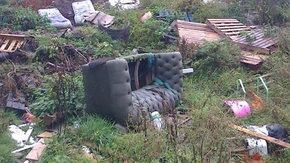 Fly-tipped rubbish